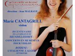 photo de Concert:la violoniste Marie Cantagrill jouera le Concerto de Mendelssohn avec l'Ensemble Orchestra Capriccio le 18 Octobre à Biéville Beuville!